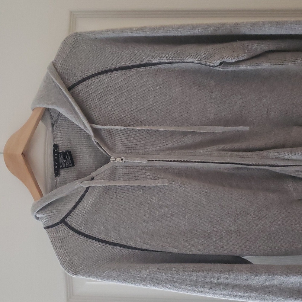 Theory Gray  Cashmere Angora Classic Hoodie